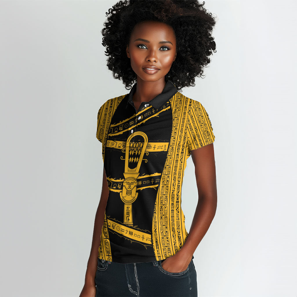 Egypt Sistrum Women Polo Shirt Ancient Mythology Sacred Rattling Instrument