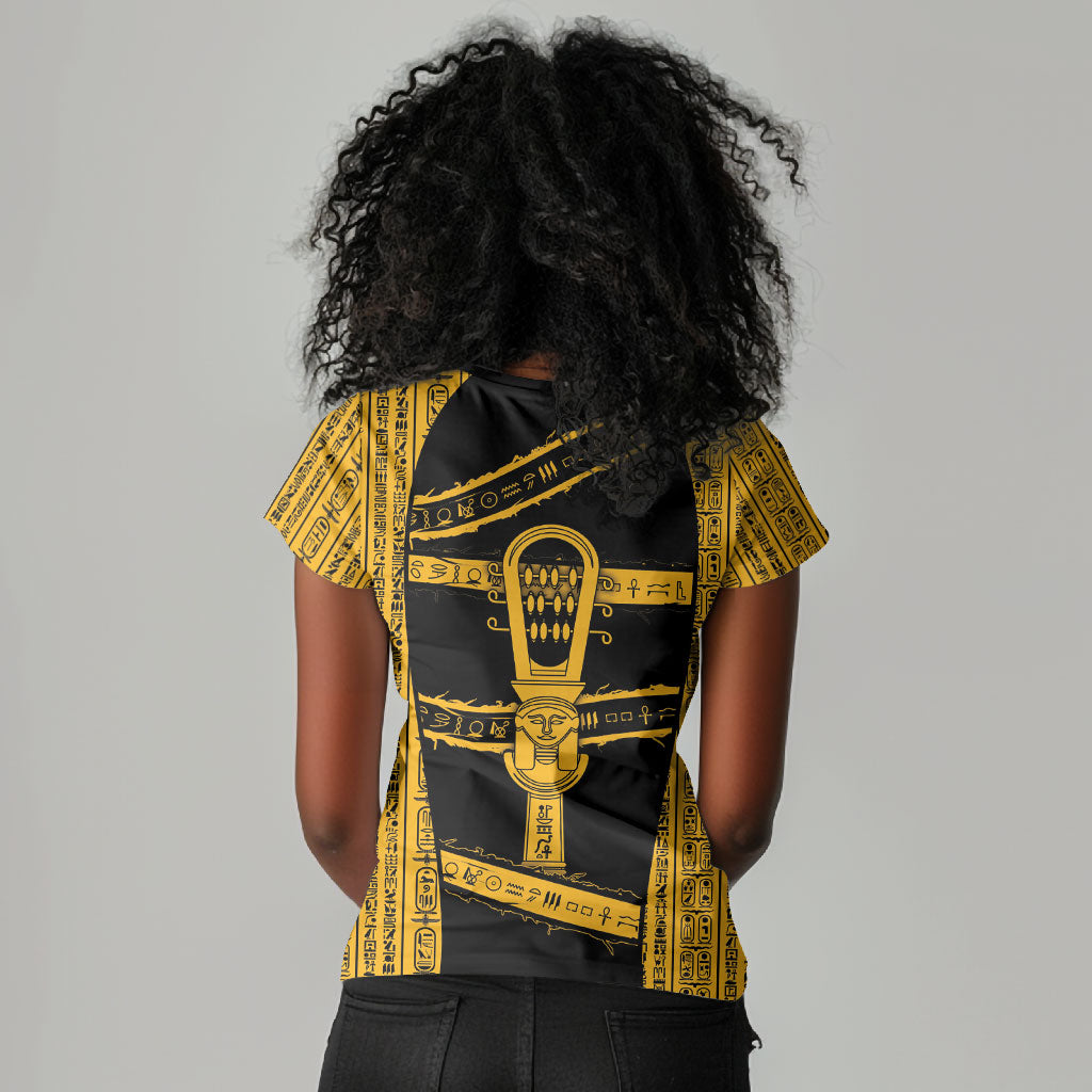 Egypt Sistrum Women V-Neck T-Shirt Ancient Mythology Sacred Rattling Instrument
