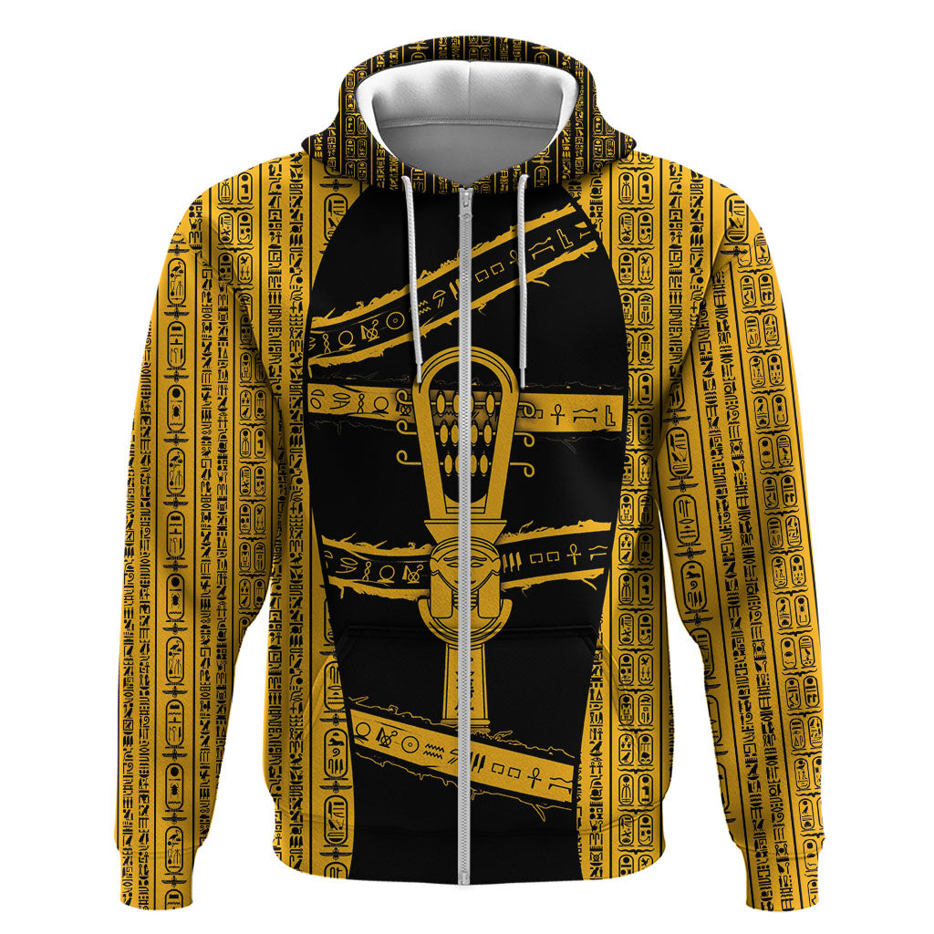 Egypt Sistrum Zip Hoodie Ancient Mythology Sacred Rattling Instrument