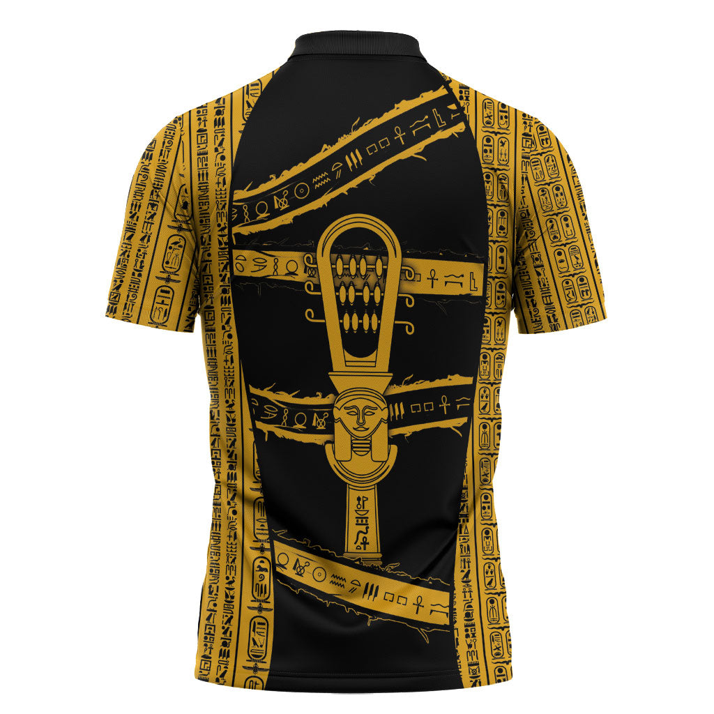 Egypt Sistrum Zipper Polo Shirt Ancient Mythology Sacred Rattling Instrument