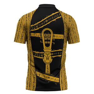 Egypt Sistrum Zipper Polo Shirt Ancient Mythology Sacred Rattling Instrument
