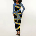 Egypt Nemyss Long Sleeve Bodycon Dress Ancient Mythology Pharaoh Royal