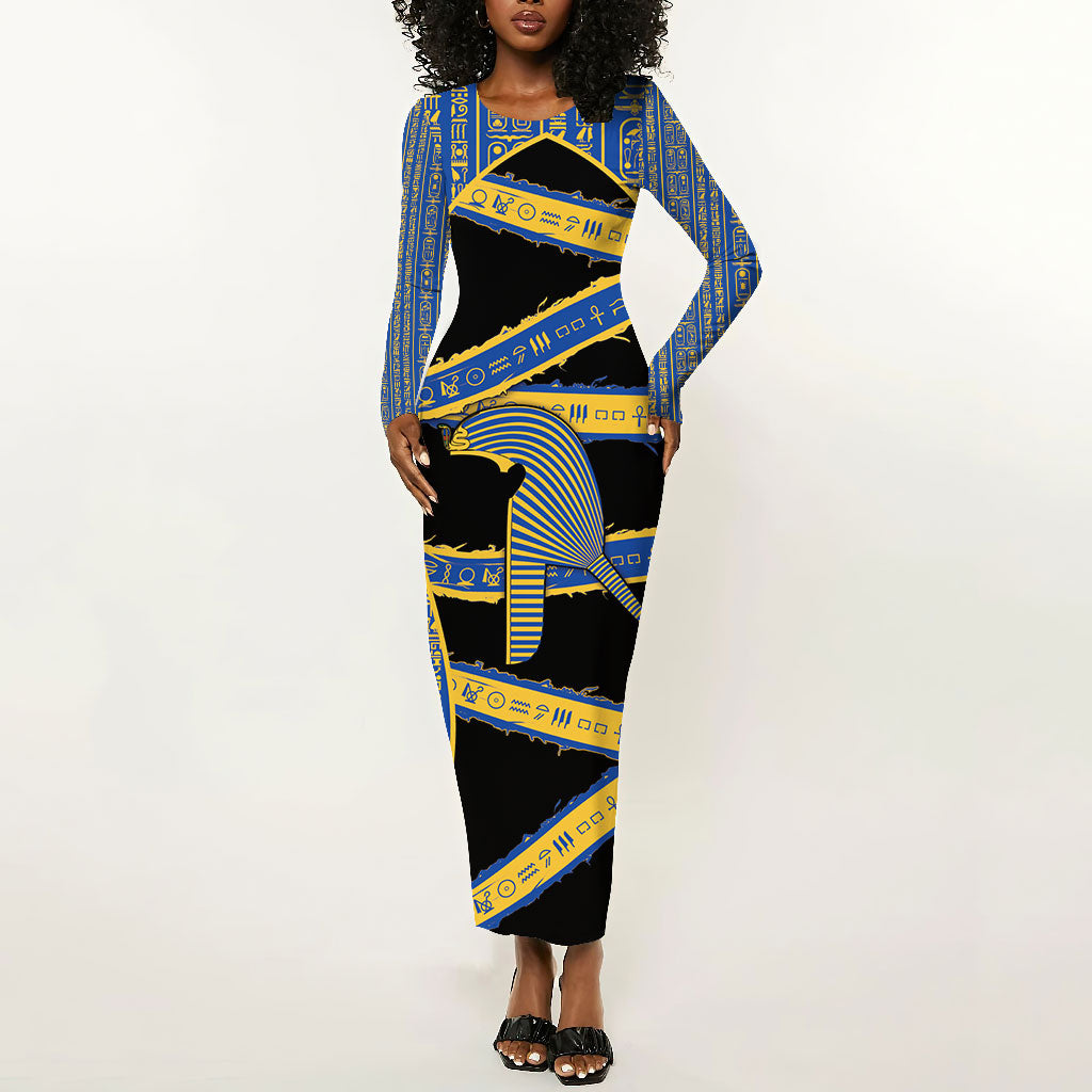 Egypt Nemyss Long Sleeve Bodycon Dress Ancient Mythology Pharaoh Royal