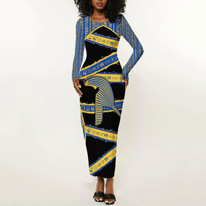 Egypt Nemyss Long Sleeve Bodycon Dress Ancient Mythology Pharaoh Royal
