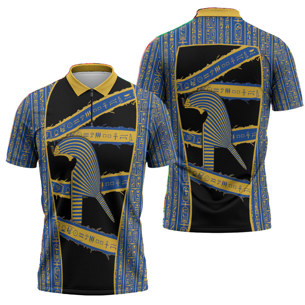 Egypt Nemyss Zipper Polo Shirt Ancient Mythology Pharaoh Royal