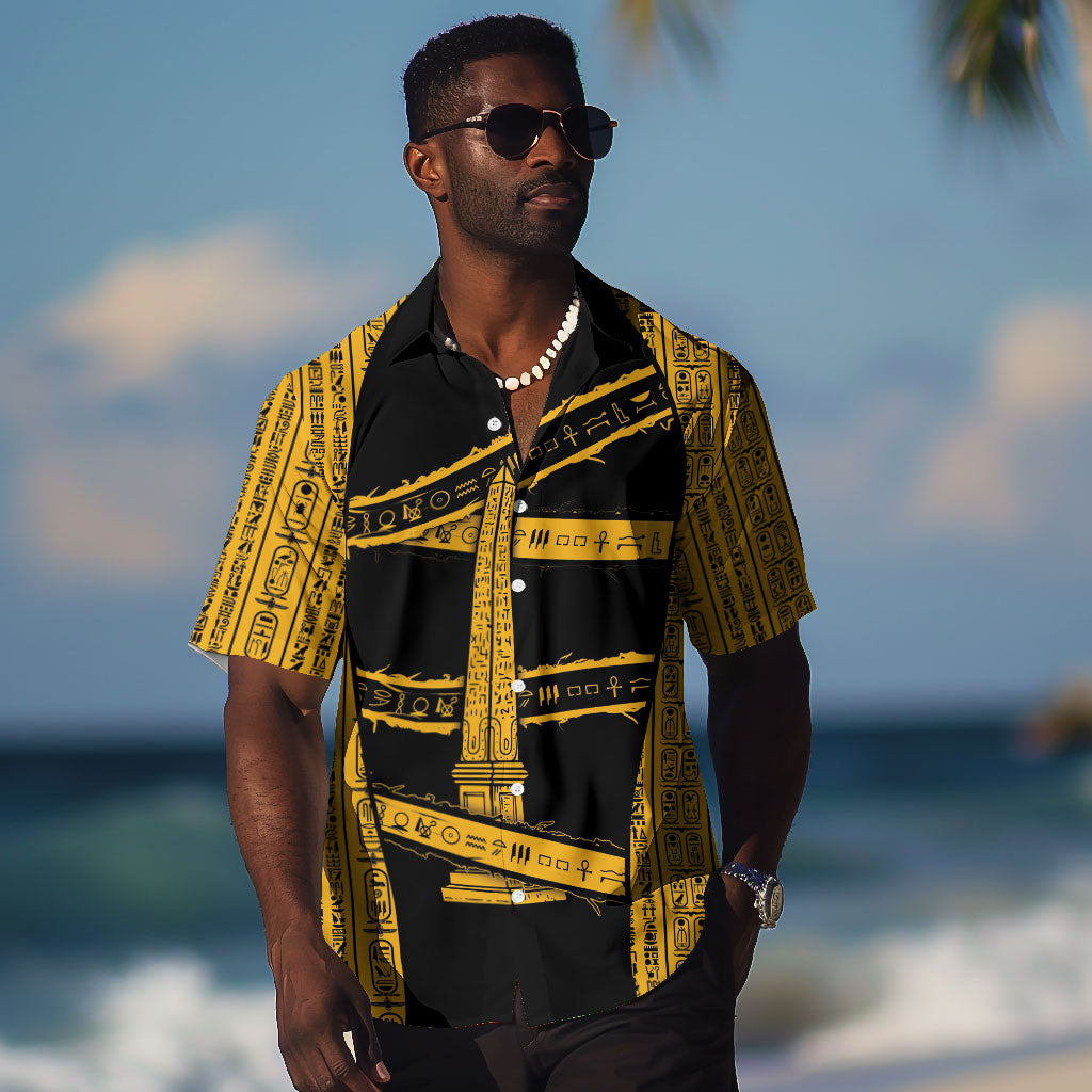 Egypt Obelisk Hawaiian Shirt Ancient Mythology Sacred Sun Pillar