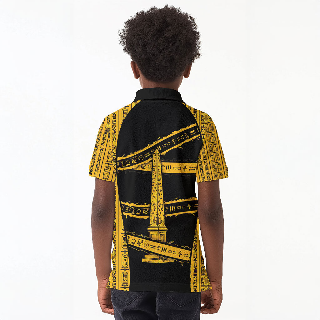 Egypt Obelisk Kid Polo Shirt Ancient Mythology Sacred Sun Pillar
