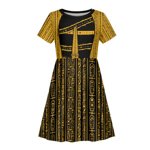 Egypt Obelisk Kid Short Sleeve Dress Ancient Mythology Sacred Sun Pillar