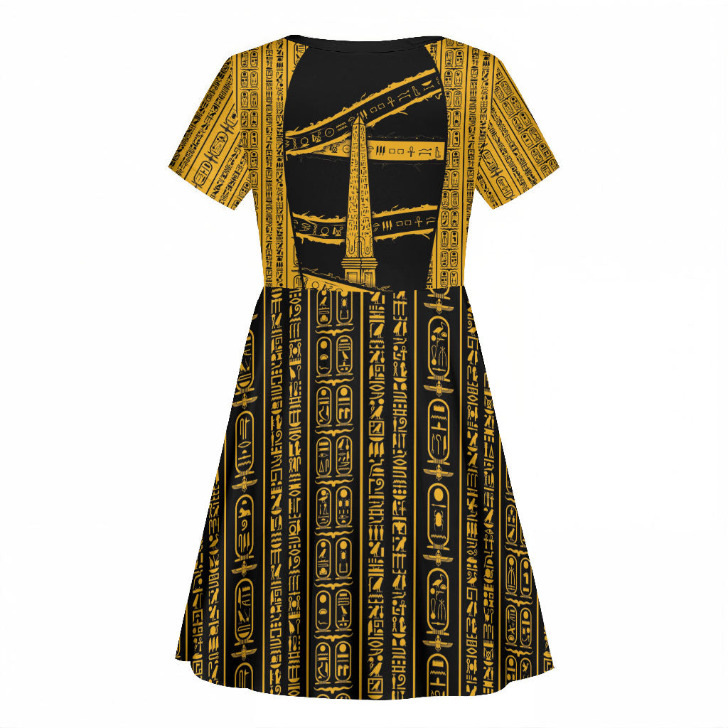 Egypt Obelisk Kid Short Sleeve Dress Ancient Mythology Sacred Sun Pillar