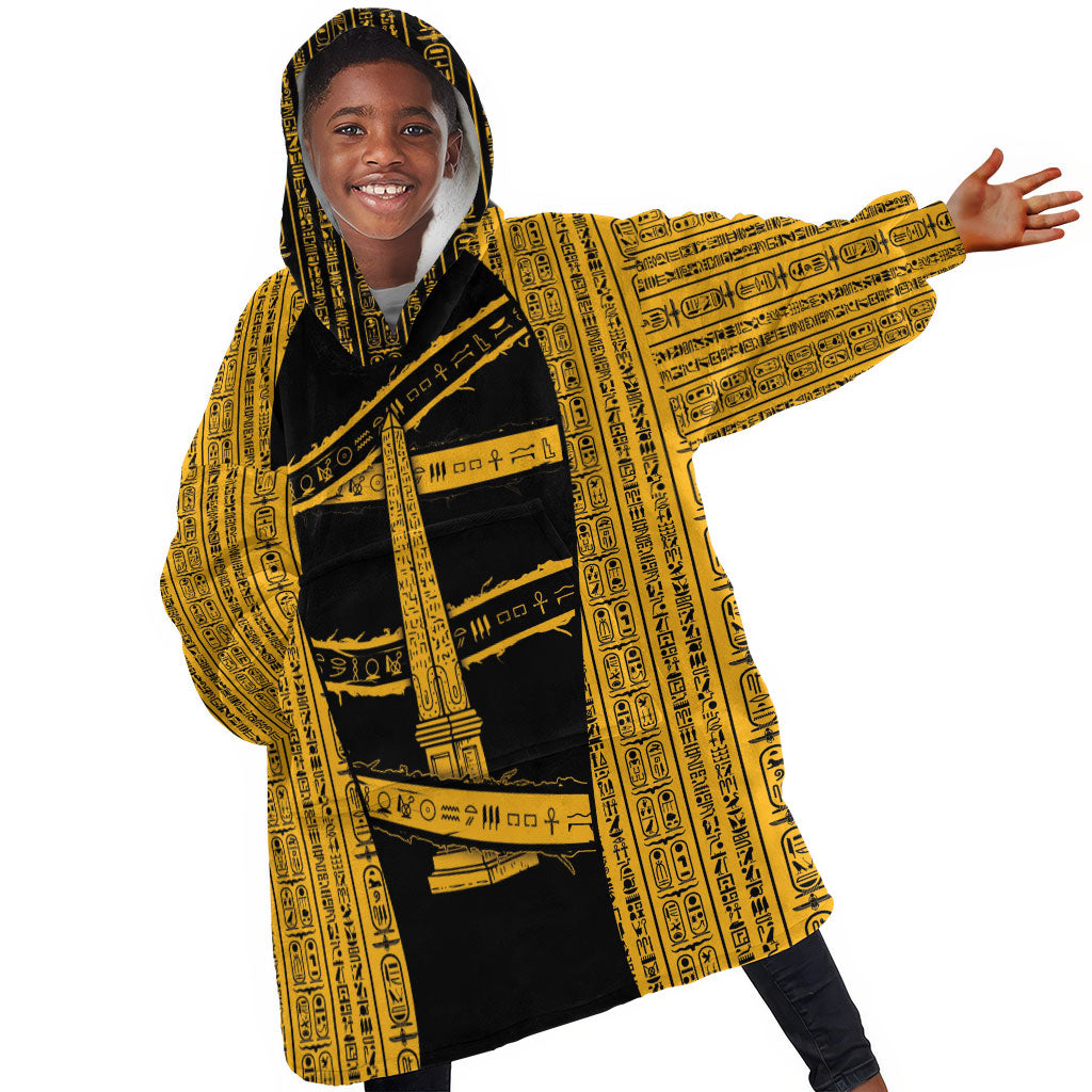 Egypt Obelisk Kid Wearable Blanket Hoodie Ancient Mythology Sacred Sun Pillar