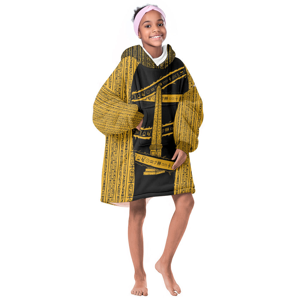 Egypt Obelisk Kid Wearable Blanket Hoodie Ancient Mythology Sacred Sun Pillar