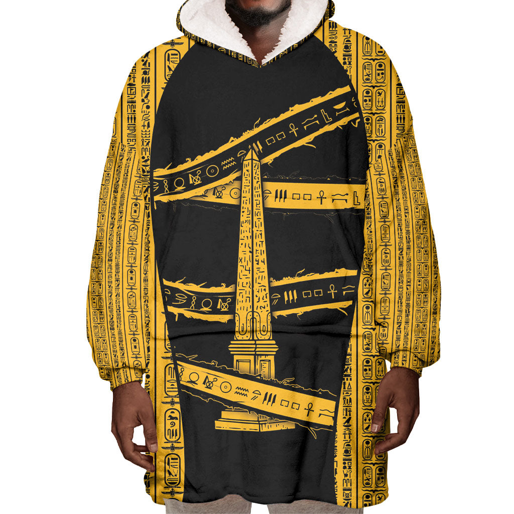 Egypt Obelisk Wearable Blanket Hoodie Ancient Mythology Sacred Sun Pillar