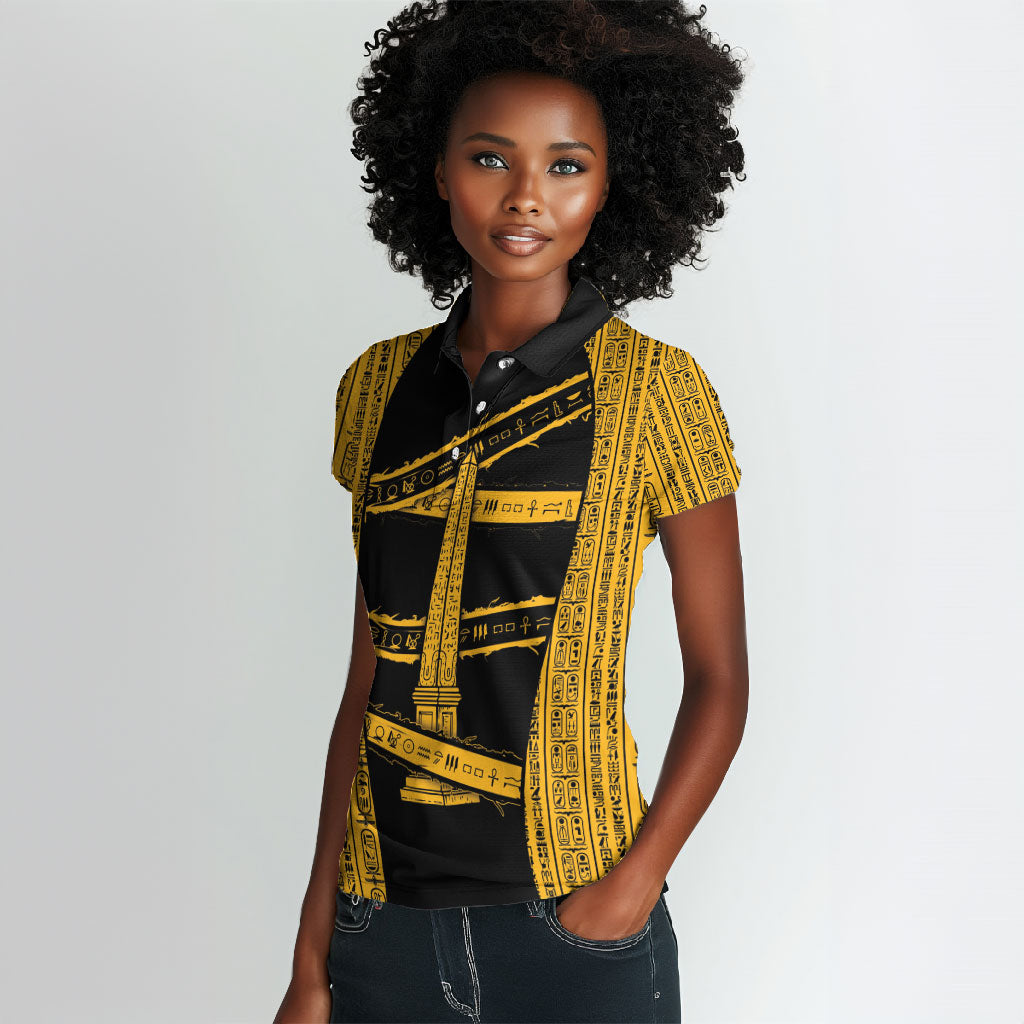 Egypt Obelisk Women Polo Shirt Ancient Mythology Sacred Sun Pillar