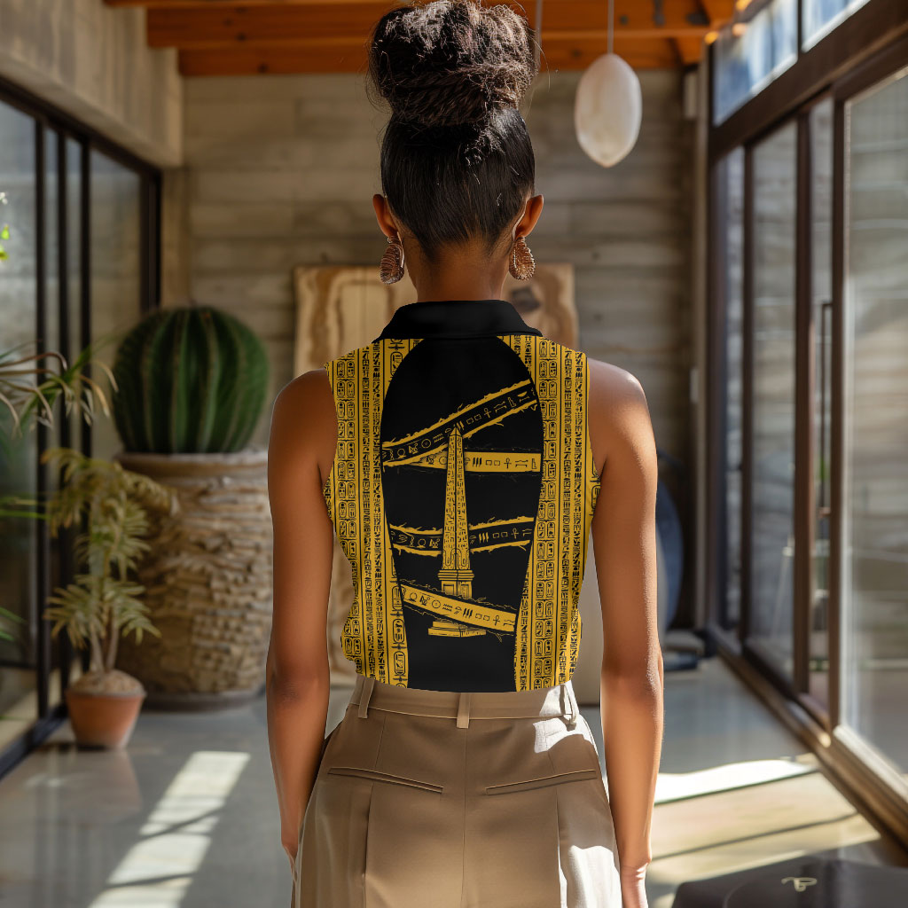Egypt Obelisk Women Sleeveless Polo Shirt Ancient Mythology Sacred Sun Pillar