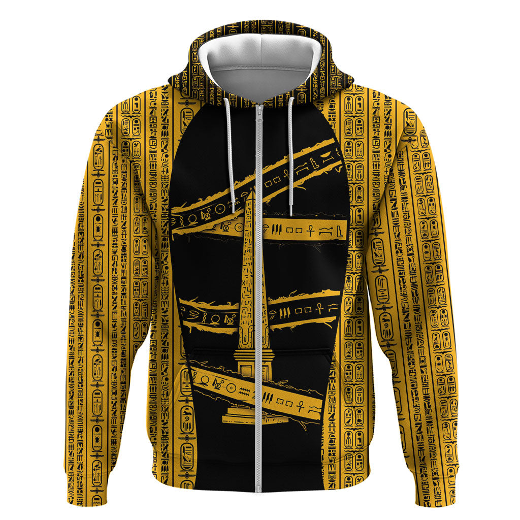 Egypt Obelisk Zip Hoodie Ancient Mythology Sacred Sun Pillar