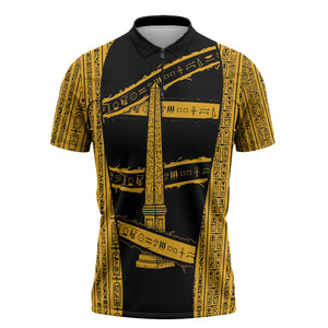 Egypt Obelisk Zipper Polo Shirt Ancient Mythology Sacred Sun Pillar