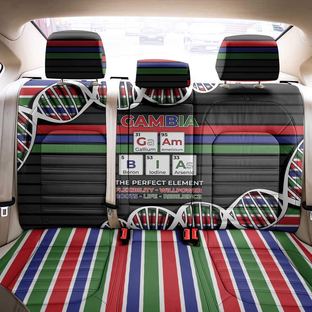 Gambia Back Car Seat Cover Perfect Periodic Element Of African - African Pride