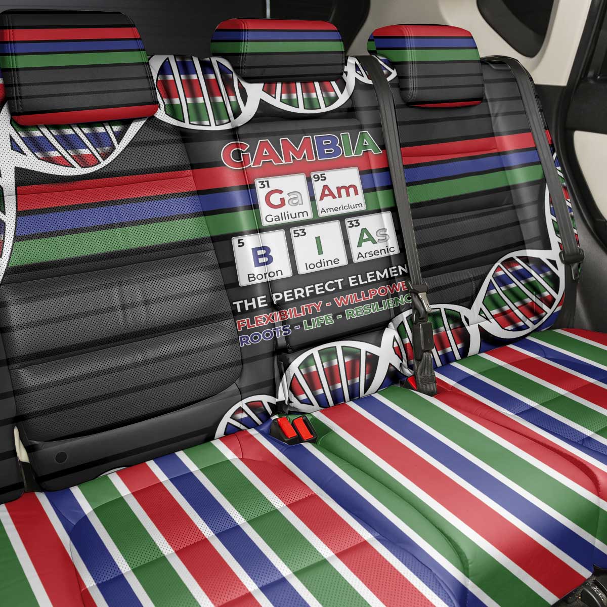 Gambia Back Car Seat Cover Perfect Periodic Element Of African - African Pride