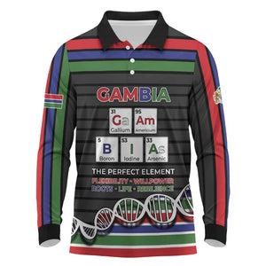 Gambia Long Sleeve Polo Shirt Perfect Periodic Element Of African - African Pride