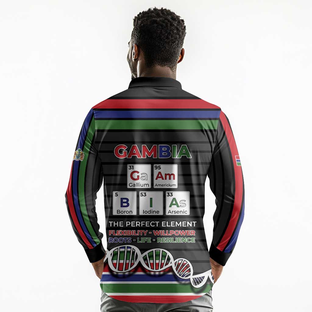 Gambia Long Sleeve Polo Shirt Perfect Periodic Element Of African - African Pride