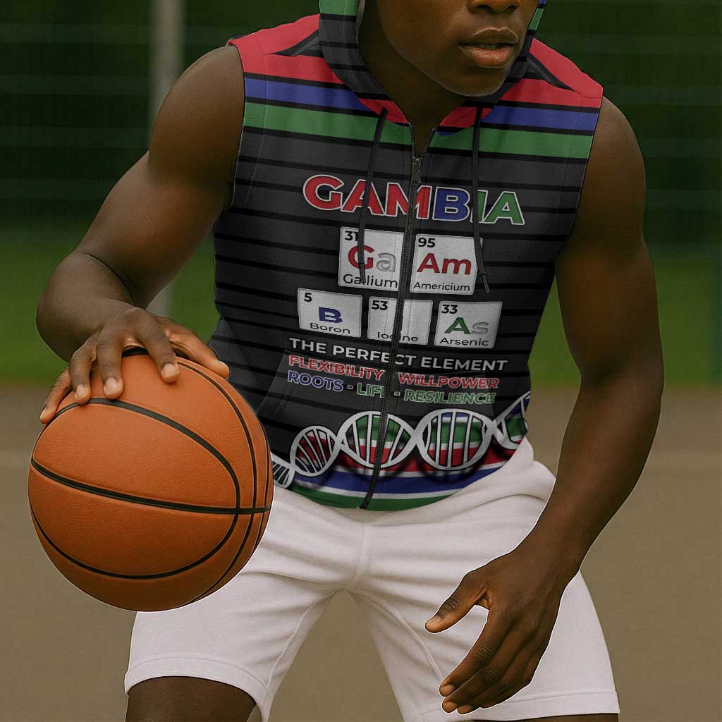 Gambia Sleeveless Zip Hoodie Perfect Periodic Element Of African - African Pride