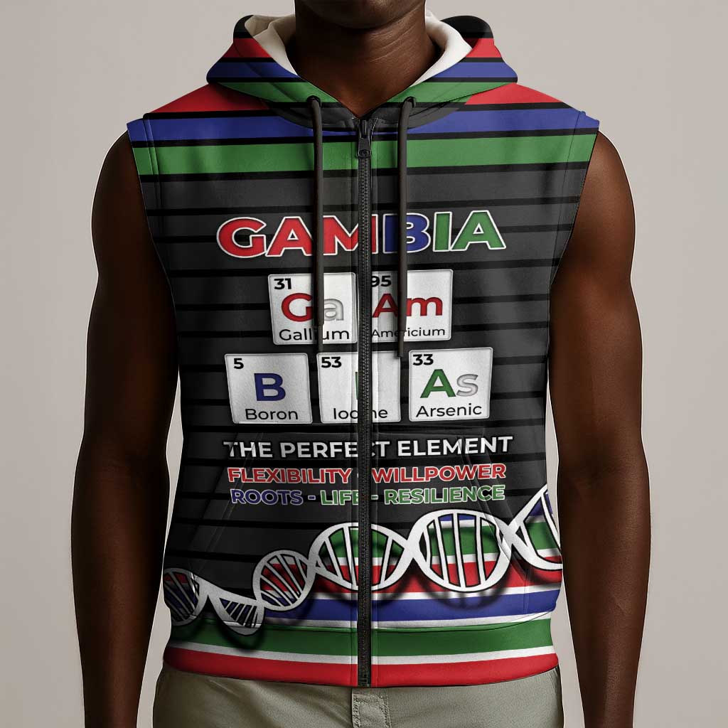 Gambia Sleeveless Zip Hoodie Perfect Periodic Element Of African - African Pride