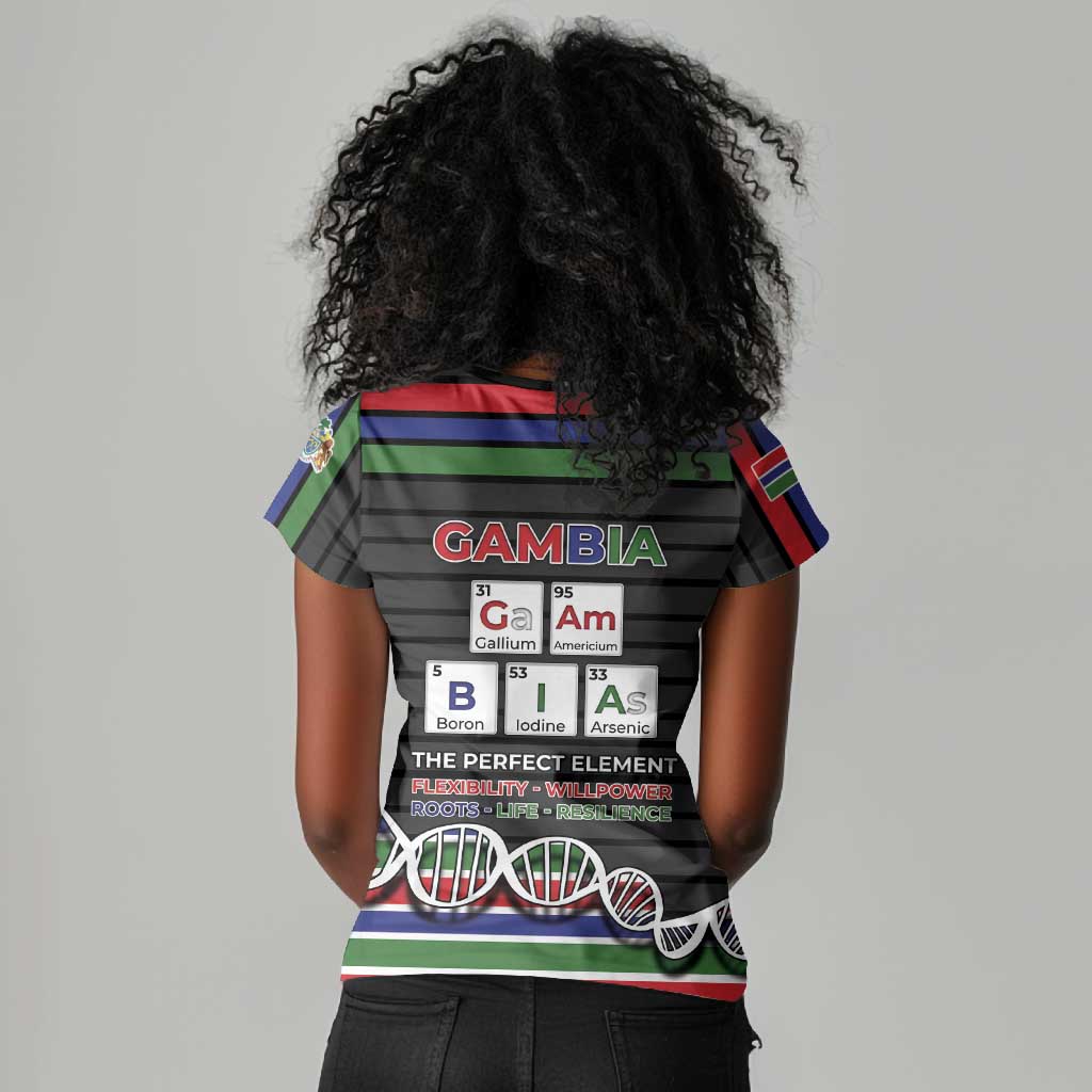 Gambia Women V-Neck T-Shirt Perfect Periodic Element Of African - African Pride