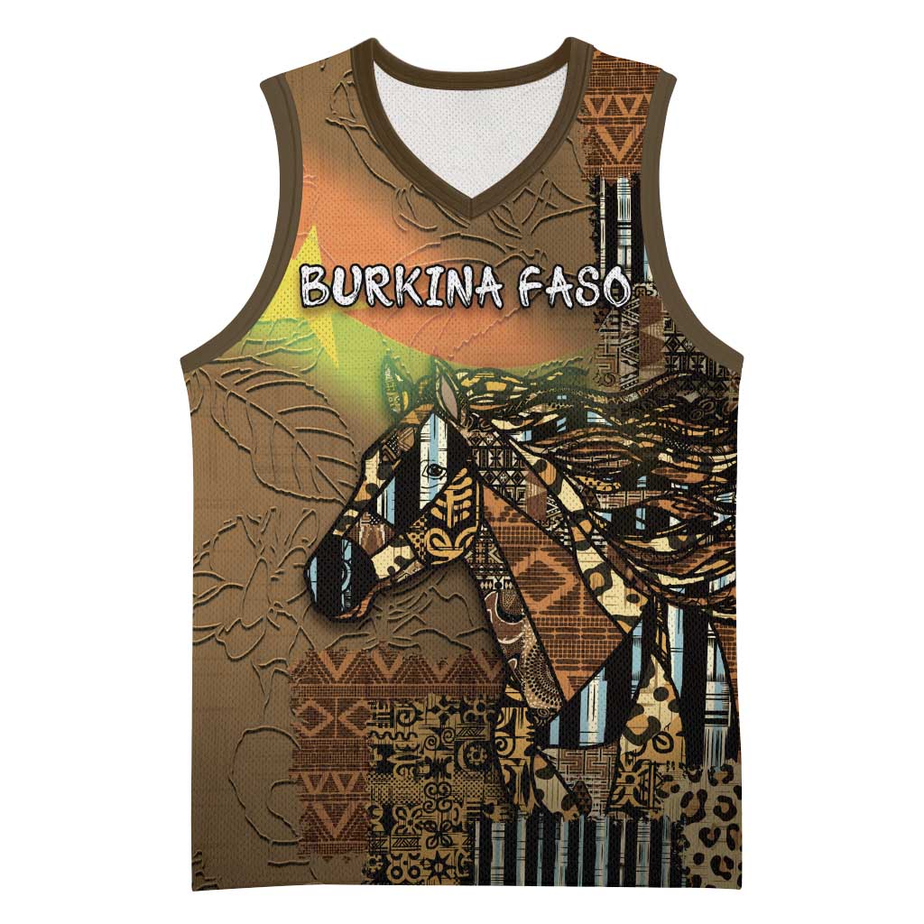 Personalized Burkina Faso Basketball Jersey African Tribal Horse Patchwork Style - African Pride