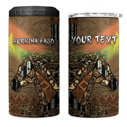 Personalized Burkina Faso 4 in 1 Can Cooler Tumbler African Tribal Horse Patchwork Style - African Pride
