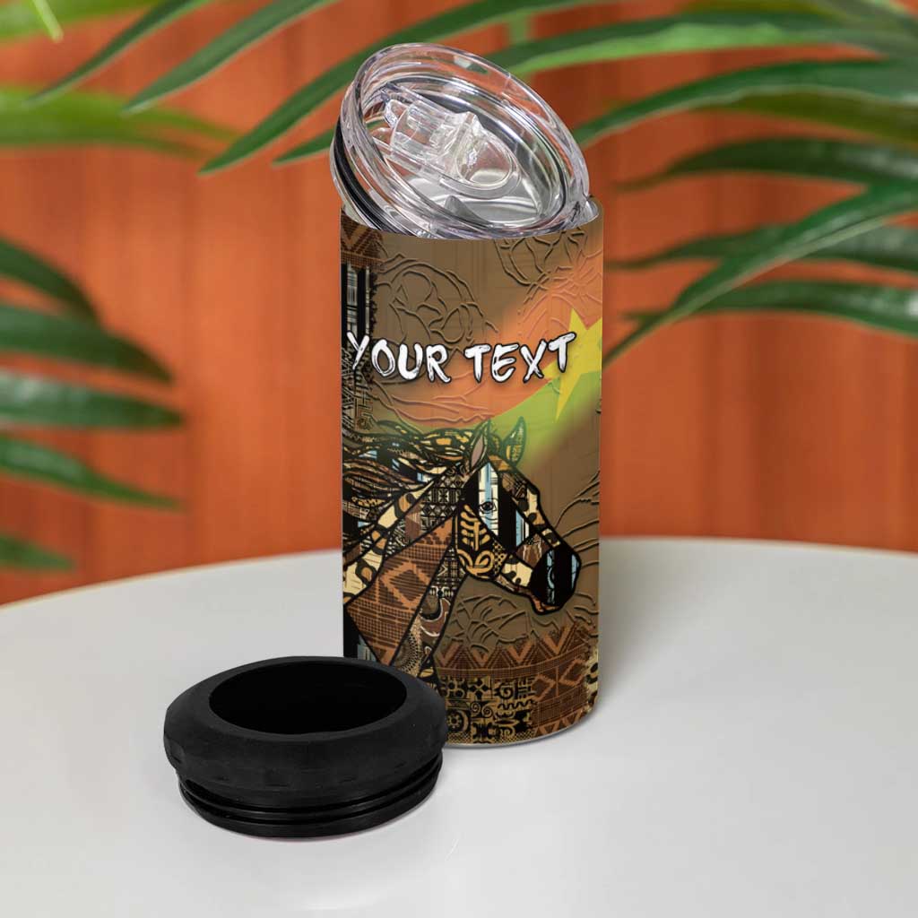 Personalized Burkina Faso 4 in 1 Can Cooler Tumbler African Tribal Horse Patchwork Style - African Pride