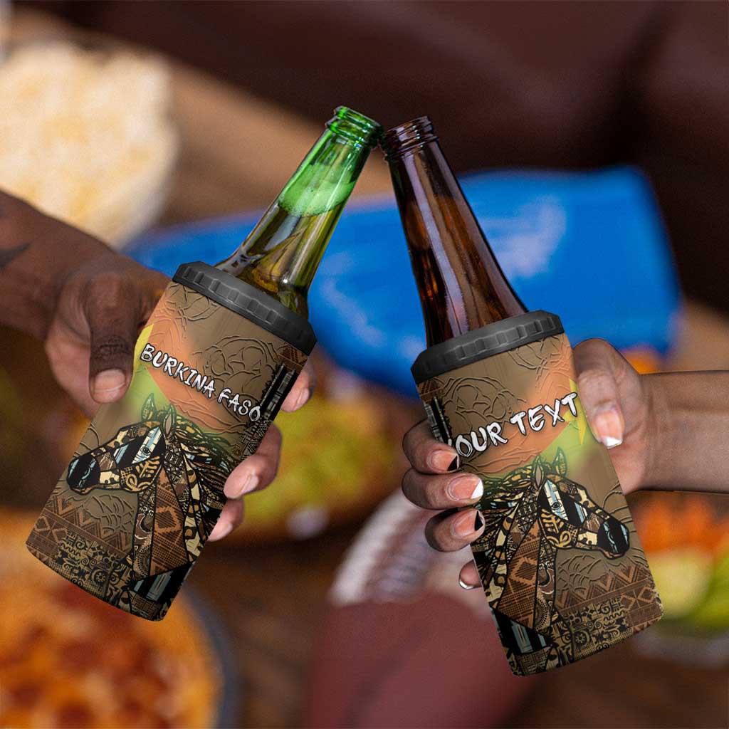 Personalized Burkina Faso 4 in 1 Can Cooler Tumbler African Tribal Horse Patchwork Style - African Pride