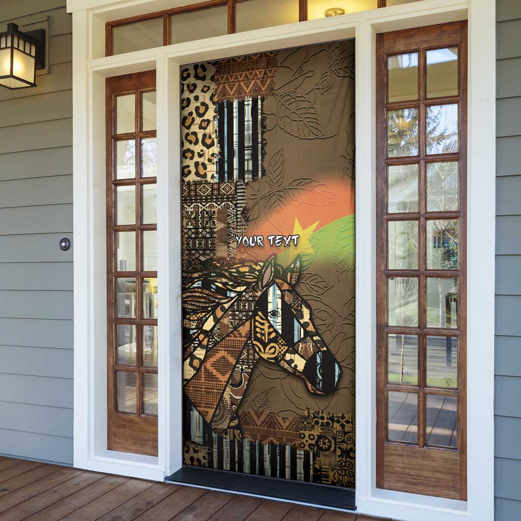 Personalized Burkina Faso Door Cover African Tribal Horse Patchwork Style - African Pride