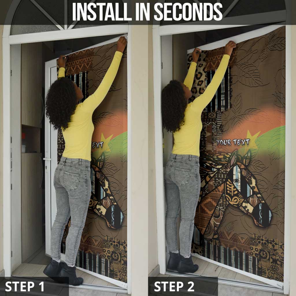 Personalized Burkina Faso Door Cover African Tribal Horse Patchwork Style - African Pride