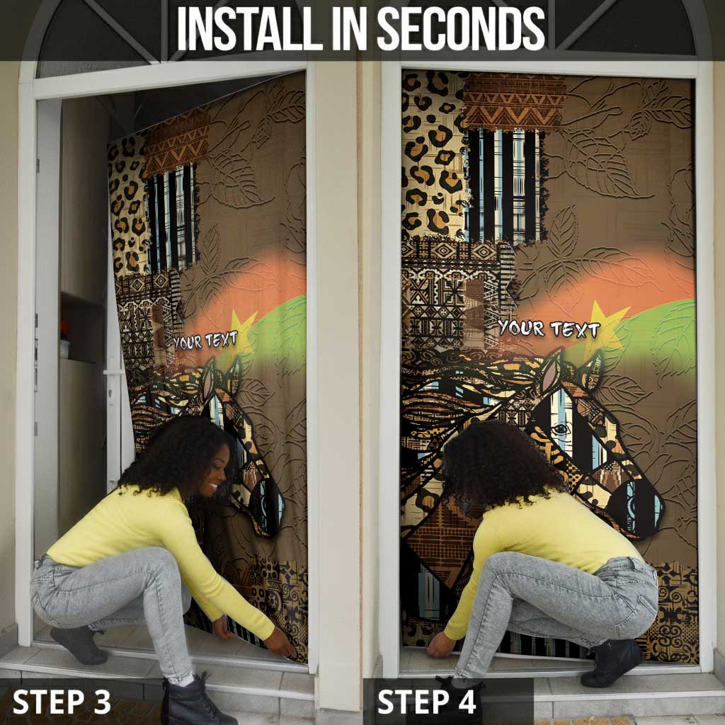 Personalized Burkina Faso Door Cover African Tribal Horse Patchwork Style - African Pride