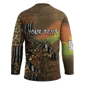 Personalized Burkina Faso Hockey Jersey African Tribal Horse Patchwork Style - African Pride