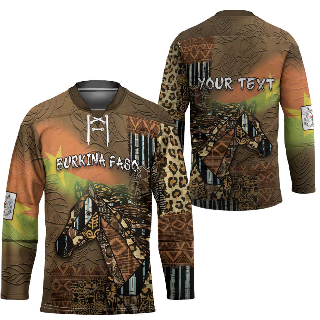 Personalized Burkina Faso Hockey Jersey African Tribal Horse Patchwork Style - African Pride