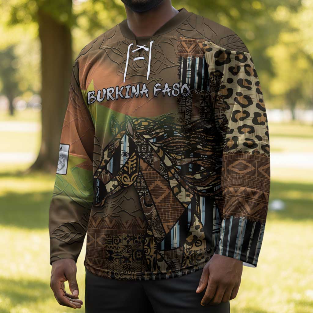 Personalized Burkina Faso Hockey Jersey African Tribal Horse Patchwork Style - African Pride