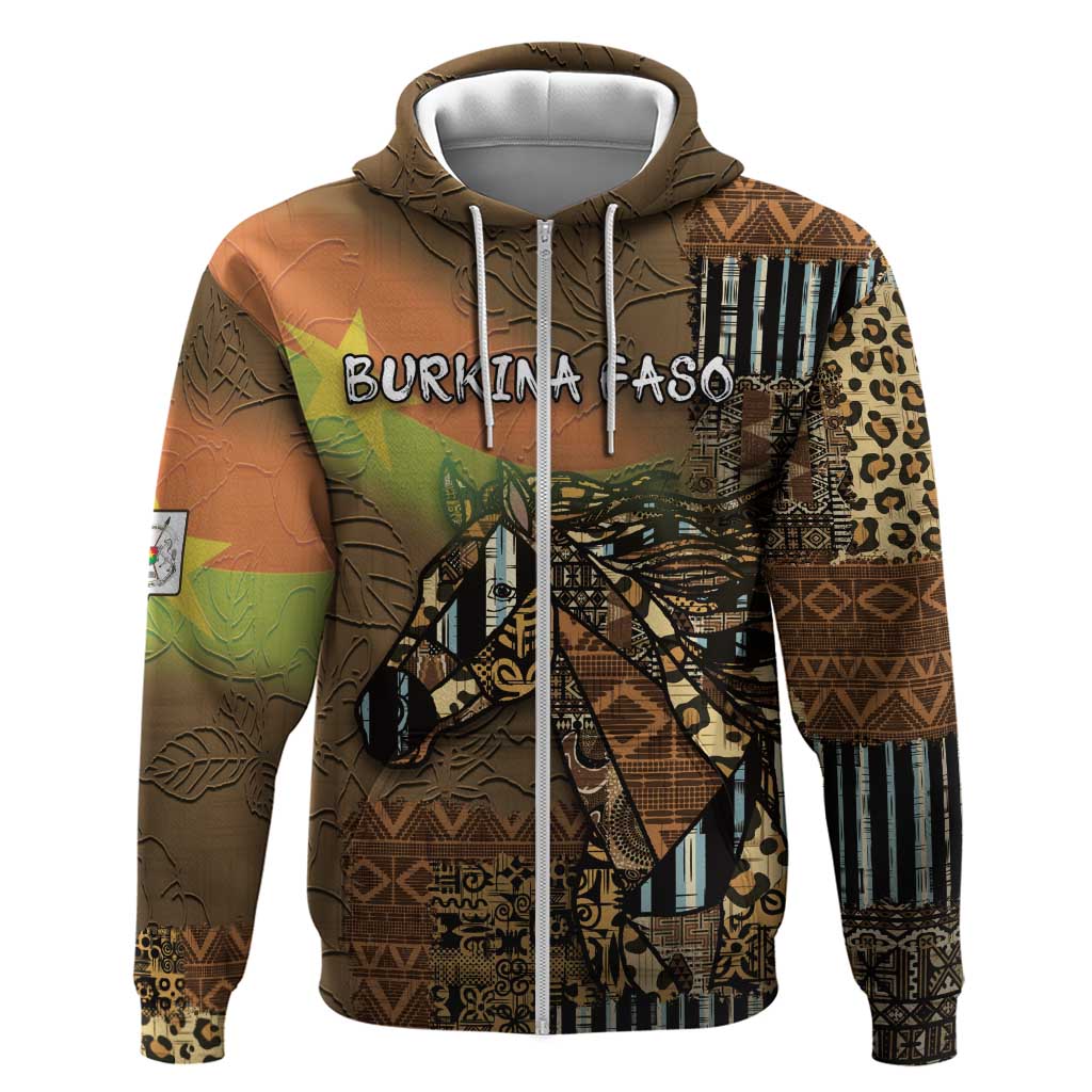 Personalized Burkina Faso Hoodie African Tribal Horse Patchwork Style - African Pride