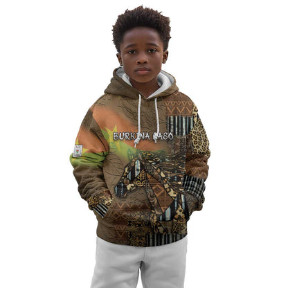 Personalized Burkina Faso Kid Hoodie African Tribal Horse Patchwork Style - African Pride