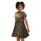 Personalized Burkina Faso Kid Short Sleeve Dress African Tribal Horse Patchwork Style - African Pride