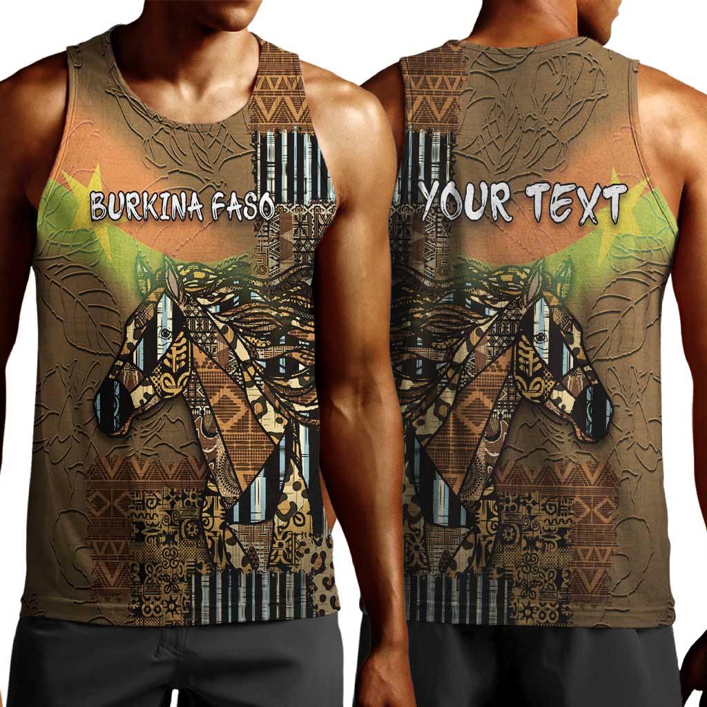 Personalized Burkina Faso Men Tank Top African Tribal Horse Patchwork Style - African Pride