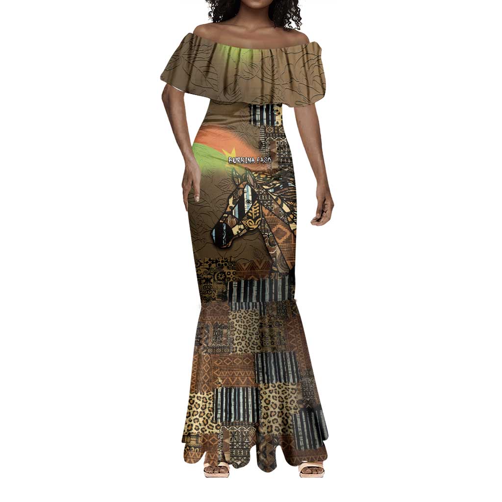 Personalized Burkina Faso Mermaid Dress African Tribal Horse Patchwork Style - African Pride