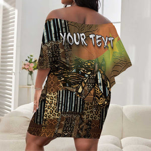 Personalized Burkina Faso Off Shoulder Short Dress African Tribal Horse Patchwork Style - African Pride