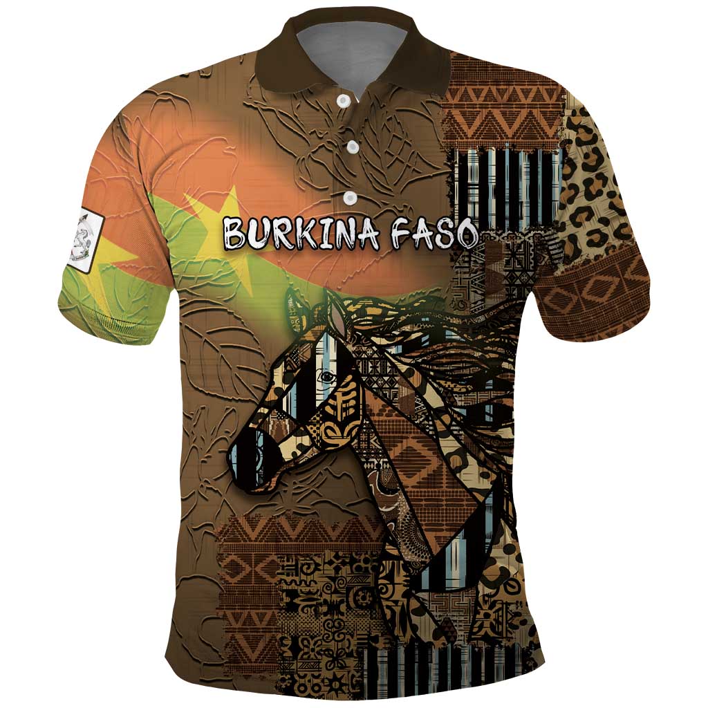 Personalized Burkina Faso Polo Shirt African Tribal Horse Patchwork Style - African Pride