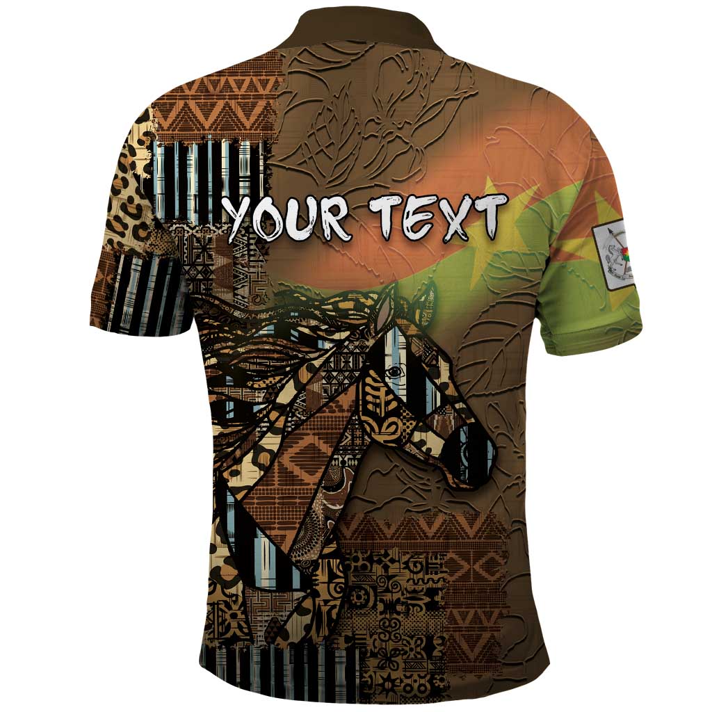 Personalized Burkina Faso Polo Shirt African Tribal Horse Patchwork Style - African Pride
