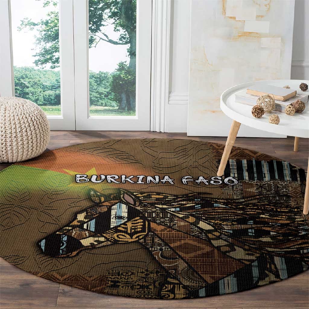 Burkina Faso Round Carpet African Tribal Horse Patchwork Style - African Pride