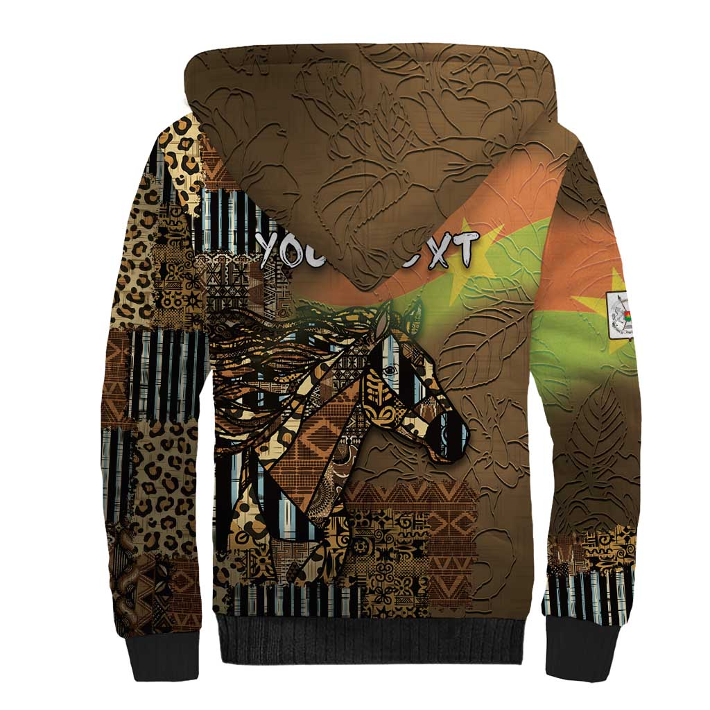 Personalized Burkina Faso Sherpa Hoodie African Tribal Horse Patchwork Style - African Pride