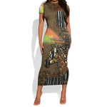 Personalized Burkina Faso Short Sleeve Bodycon Dress African Tribal Horse Patchwork Style - African Pride