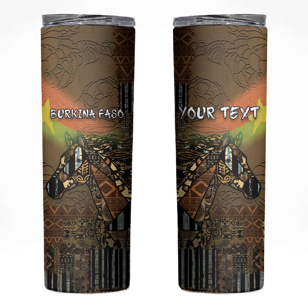 Personalized Burkina Faso Skinny Tumbler African Tribal Horse Patchwork Style - African Pride