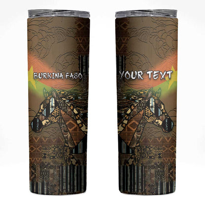 Personalized Burkina Faso Skinny Tumbler African Tribal Horse Patchwork Style - African Pride
